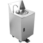 Foot Operated Economic Mobile Wash Basin With Backsplash &Amp; Castors Stainless Steel |  Whf278 E