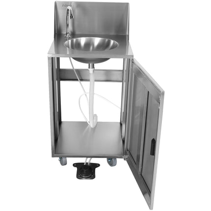 Foot Operated Economic Mobile Wash Basin With Backsplash &Amp; Castors Stainless Steel |  Whf278 E
