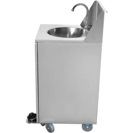 Foot Operated Economic Mobile Wash Basin With Backsplash &Amp; Castors Stainless Steel |  Whf278 E