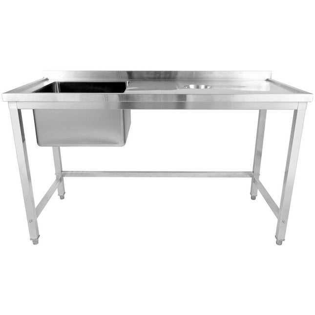 Commercial Single Sink Stainless Steel 1 Bowl To The Left Splashback 1400x600x950mm |  Whstd1460 L