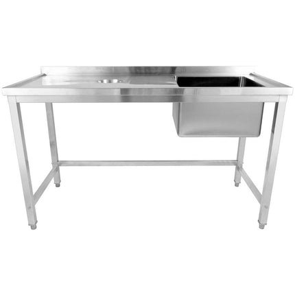 Commercial Single Sink Stainless Steel 1 Bowl To The Right Splashback 1400x600x950mm |  Whstd1460 R