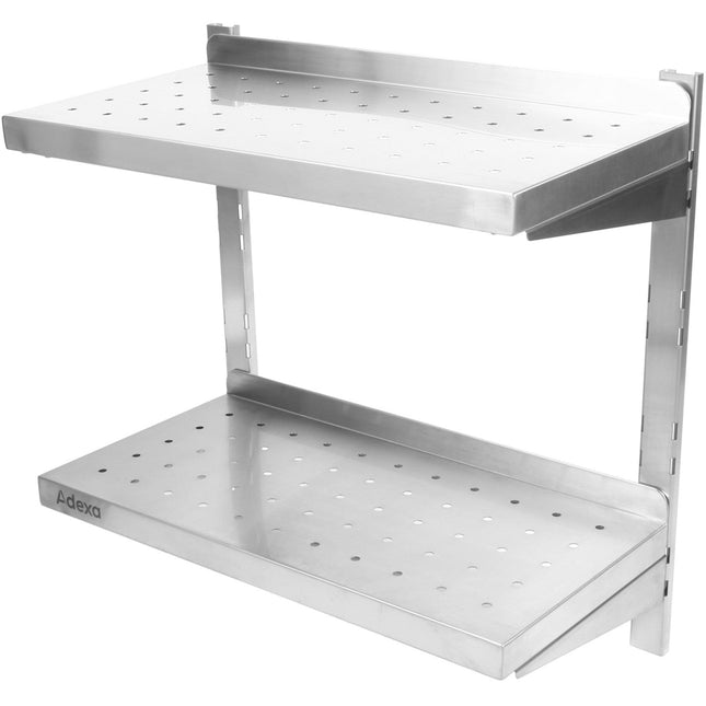 Wall Shelf Perforated 2 Tiers Stainless Steel 1400x350x600mm |  Wswb35140 P