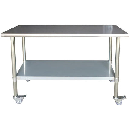 Commercial Mobile Work Table Stainless Steel Bottom Shelf 1800x600x900mm |  Wtg600 X1800 C