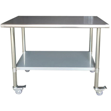 Commercial Mobile Work Table Stainless Steel Bottom Shelf 1000x750x900mm |  Wtg750 X1000 C