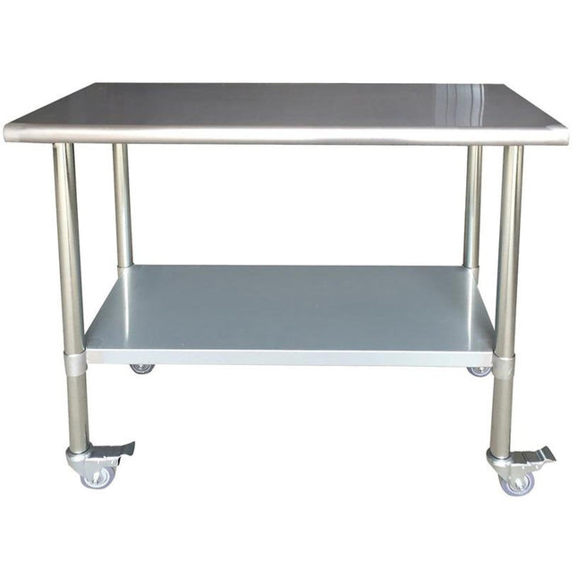 Commercial Mobile Work Table Stainless Steel Bottom Shelf 1000x750x900mm |  Wtg750 X1000 C