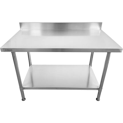 Commercial Mobile Work Table With Adjustable Feet Stainless Steel Bottom Shelf Rear Upstand 1200x600xx850/930mm |  Wt60120 C