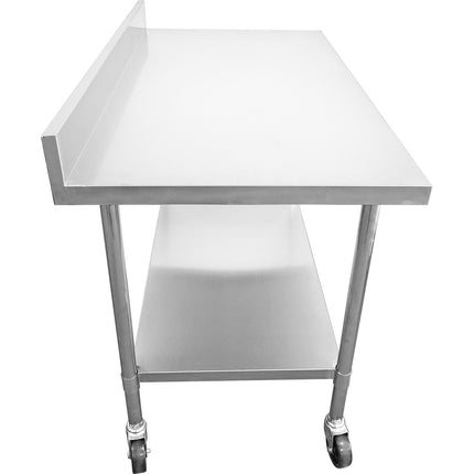 Commercial Mobile Work Table With Adjustable Feet Stainless Steel Bottom Shelf Rear Upstand 1000x600xx850/930mm |  Wt60100 C