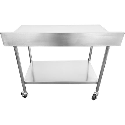 Commercial Mobile Work Table With Adjustable Feet Stainless Steel Bottom Shelf Rear Upstand 1400x600xx850/930mm | Wt60140 C