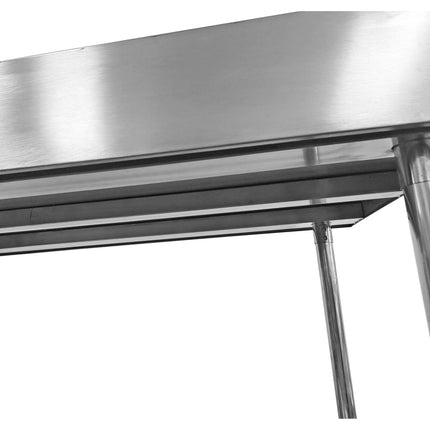 Commercial Mobile Work Table With Adjustable Feet Stainless Steel Bottom Shelf Rear Upstand 1000x600xx850/930mm |  Wt60100 C