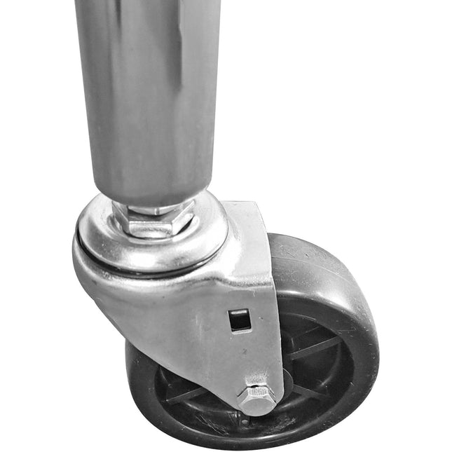 Commercial Mobile Work Table With Adjustable Feet Stainless Steel Bottom Shelf Rear Upstand 1200x600xx850/930mm |  Wt60120 C