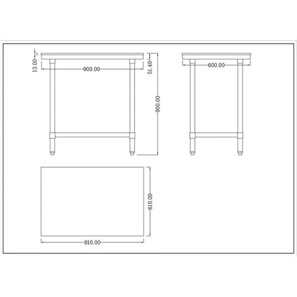 Chopping Board Table Stainless Steel Table 900x600x900mm |  Wtc60902 G