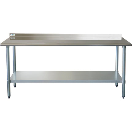 Commercial Work Table Stainless Steel Rear Upstand Bottom Shelf 1800x600x900mm |  Wtg600 X180050 R