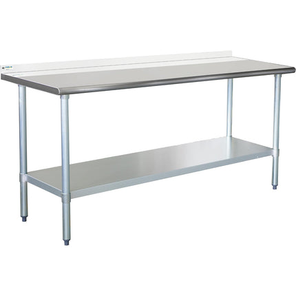 Commercial Work Table Stainless Steel Rear Upstand Bottom Shelf 1800x600x900mm |  Wtg600 X180050 R