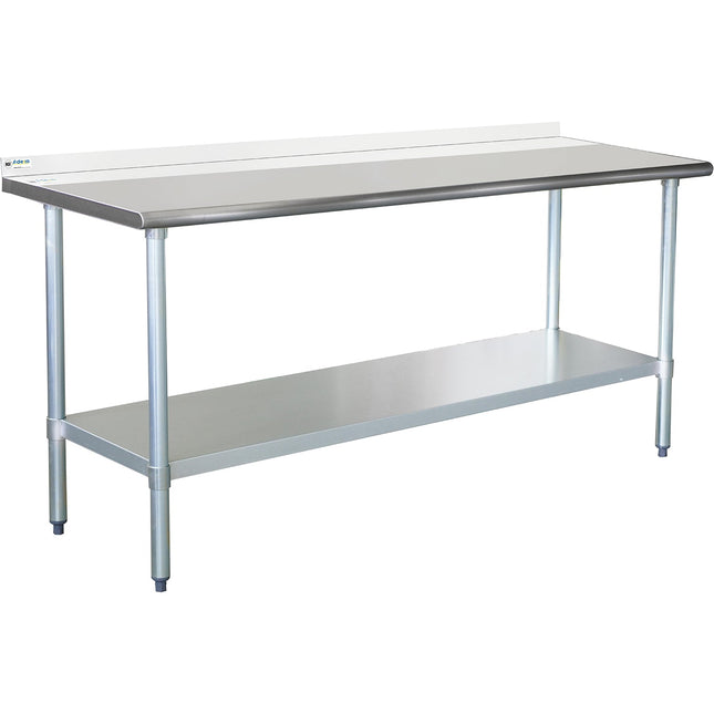 Commercial Work Table Stainless Steel Rear Upstand Bottom Shelf 1800x600x900mm |  Wtg600 X180050 R