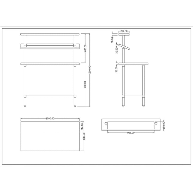 Stainless Steel Prep Table 9 X Gn1/9 &Amp; Top Shelf &Amp; Undershelf |  Wtg60120