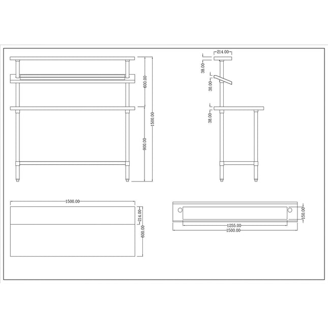 Stainless Steel Prep Table 11 X Gn1/9 &Amp; Top Shelf &Amp; Undershelf |  Wtg60150