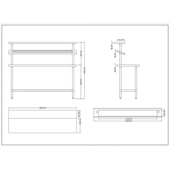 Stainless Steel Prep Table 14 X Gn1/9 &Amp; Top Shelf &Amp; Undershelf |  Wtg60180
