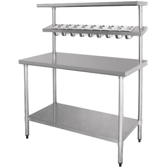 Stainless Steel Prep Table 9 X Gn1/9 &Amp; Top Shelf &Amp; Undershelf |  Wtg60120