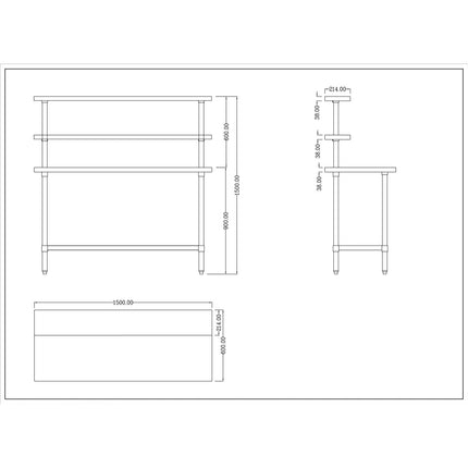 Stainless Steel Prep Table 1500mm Width 2 X Top Shelf &Amp; 1 X Undershelf |  Wts60150