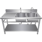 Commercial Sink Stainless Steel 1400x600x850mm 2 Bowls Right Splashback Undershelf |  Wudbs14060 Right