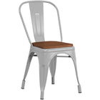 Bistro Dining Chair Wooden Seat Steel Grey Indoors |  Ww164 G