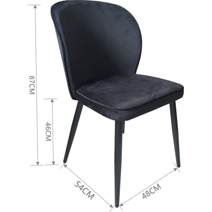 Velvet Dining Chair Black |  Ww166