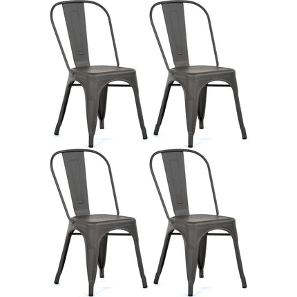 4pcs Bistro Dining Chair Steel Dark Grey Indoors | Ww60 G