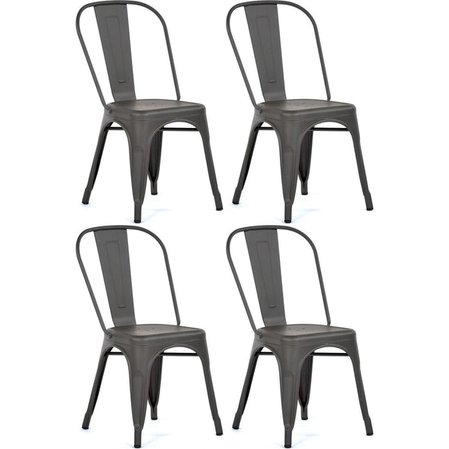 4pcs Bistro Dining Chair Steel Dark Grey Indoors | Ww60 G
