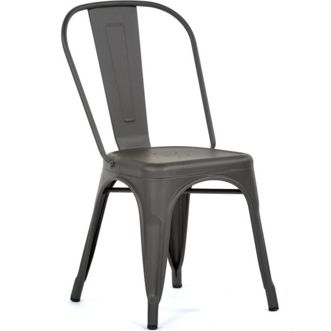 4pcs Bistro Dining Chair Steel Dark Grey Indoors | Ww60 G