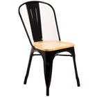 Bistro Dining Chair With Wooden Seat Steel Black Indoors |  Ww60 B