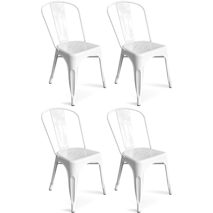 4pcs Bistro Dining Chair Steel White Indoors | Ww60 W