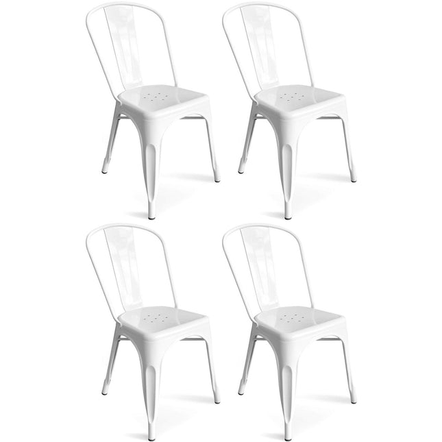 4pcs Bistro Dining Chair Steel White Indoors | Ww60 W