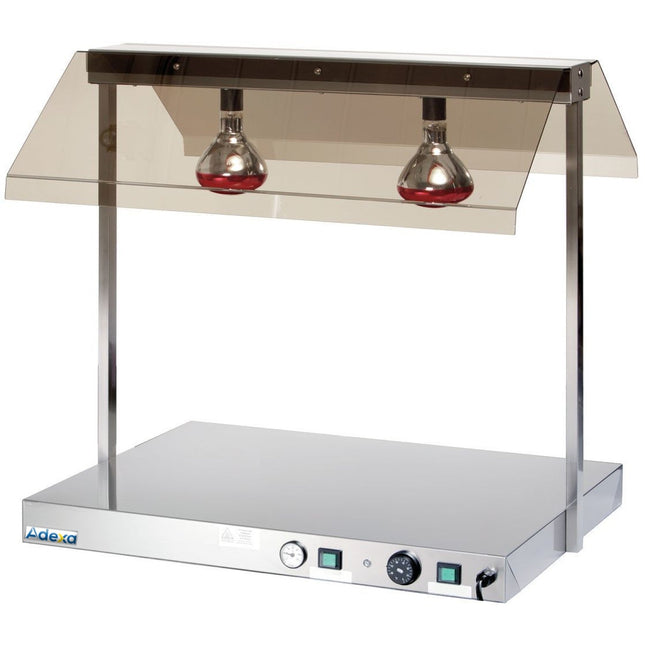 Buffet Food Warmer With Gantry Stainless Steel 2 Infrared Lamps Sneeze Guards 2x Gn1/1 |  Wm2 F