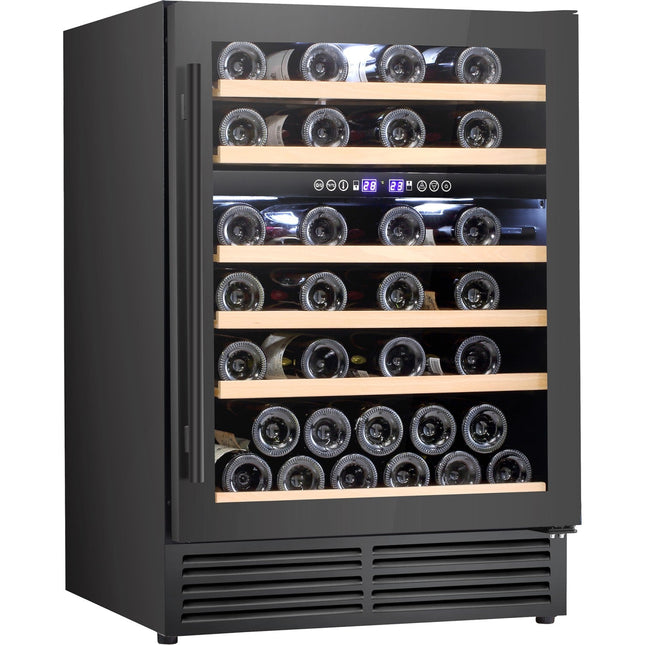 Commercial Wine Cooler 6 Shelves 138 Litres 46 Bottles Dual Temperature Zones Compressor Cooling 595x575x820mm Black |  Yc150 Bg