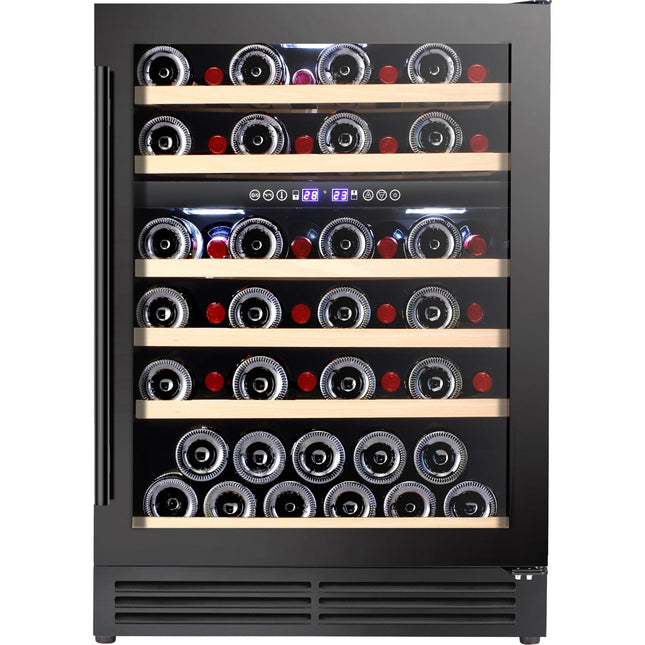 Commercial Wine Cooler 6 Shelves 138 Litres 46 Bottles Dual Temperature Zones Compressor Cooling 595x575x820mm Black |  Yc150 Bg