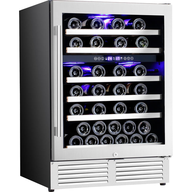 Commercial Wine Cooler 6 Shelves 138 Litres 46 Bottles Dual Temperature Zones Compressor Cooling 595x575x820mm Stainless Steel |  Yc150 Bs