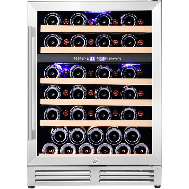 Commercial Wine Cooler 6 Shelves 138 Litres 46 Bottles Dual Temperature Zones Compressor Cooling 595x575x820mm Stainless Steel |  Yc150 Bs