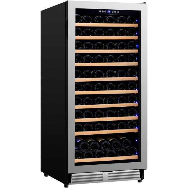 Commercial Wine Cooler 10 Shelves 285 Litres 110 Bottles Single Temperature Zone Compressor Cooling 598x690x1300mm Stainless Steel |  Yc298 As