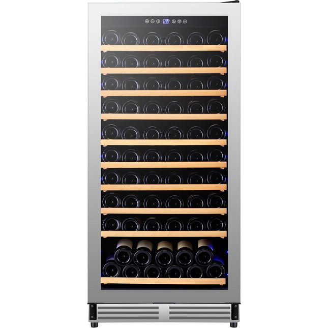 Commercial Wine Cooler 10 Shelves 285 Litres 110 Bottles Single Temperature Zone Compressor Cooling 598x690x1300mm Stainless Steel |  Yc298 As