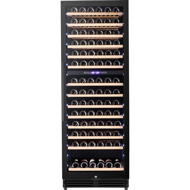 Commercial Wine Cooler 14 Shelves 393 Litres 154 Bottles Dual Temperature Zones Compressor Cooling 598x690x1700mm Black |  Yc408 Bg