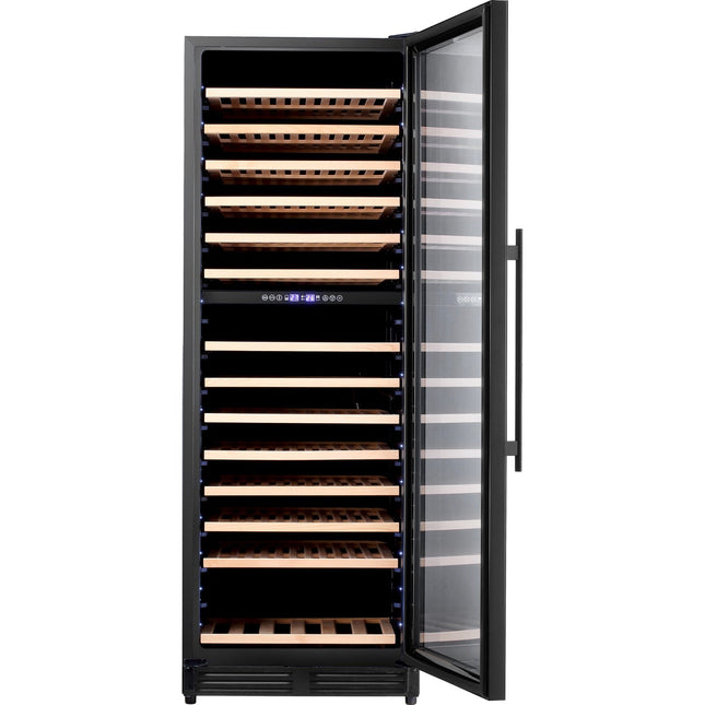 Commercial Wine Cooler 14 Shelves 393 Litres 154 Bottles Dual Temperature Zones Compressor Cooling 598x690x1700mm Black |  Yc408 Bg