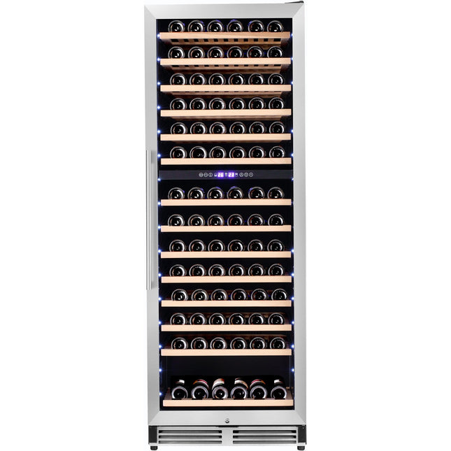 Commercial Wine Cooler 14 Shelves 393 Litres 154 Bottles Dual Temperature Zones Compressor Cooling 598x690x1700mm Stainless Steel |  Yc408 Bs