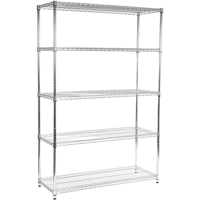 Commercial Shelving Unit 5 Tier 1250kg Width 1200mm Depth 450mm Chrome Wire |  Amj392