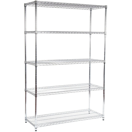 Commercial Shelving Unit 5 Tier 1250kg Width 1200mm Depth 600mm Chrome Wire |  Amj424